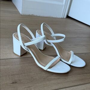 Chic White Block Heel Sandals